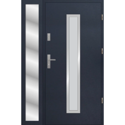 Drzwi zewnetrzne S54 INOX z naswietlem antracyt 72mm